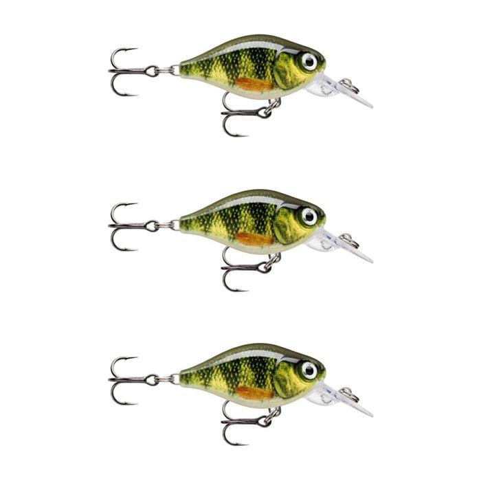 3x Rapala 3.5cm X Light Crank Mid Run Crankbait Fishing Lures - Perch