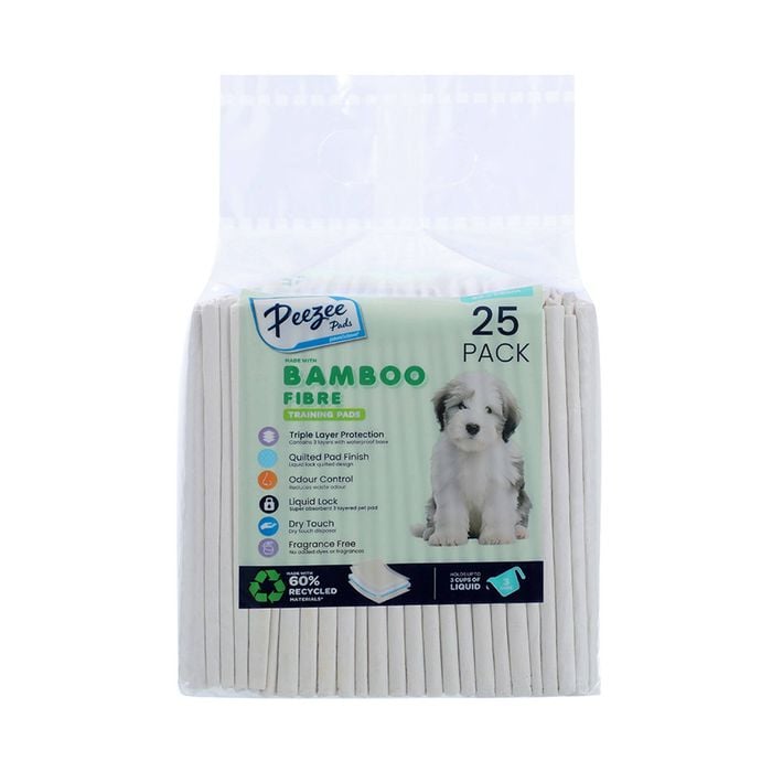 Paws & Claws 56 x 56cm Bamboo Fibre Pet Training Pads - 25 Pack