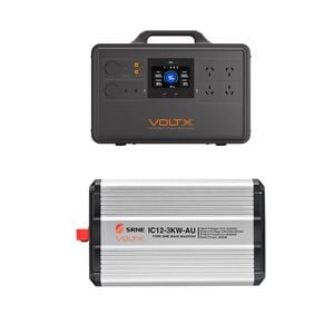 Voltx 2400w 2240wh Portable Power Station + 12v 3kw Pure Sine Wave Inverter - Backup Power For Home & Camping