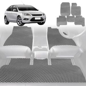 6D Diamond Car Floor Mats for Ford Focus 2011-2018-Full Set-Grey-Outback GT