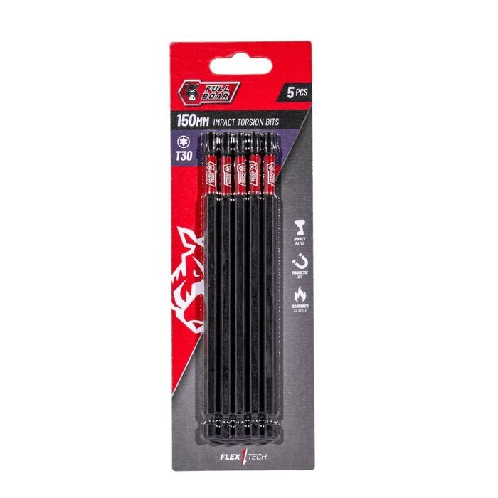 Full Boar T30 x 150mm Impact Torsion Bit - 5 Pack