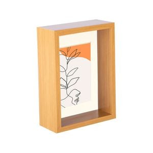 Nicola Spring 3D Deep Box Photo Frame - 5 x 7" with 4 x 6" Mount - Light Wood