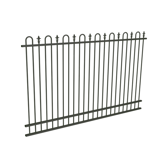 ProtectorAl 2400 x 1800mm Woodland Grey Aluminium Loop And Spear Pool Fence Panel With Mid Rail