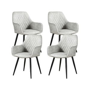 Rosy Set of 4 Dining Chair Fabric Upholstered Seat Metal Leg - Beige