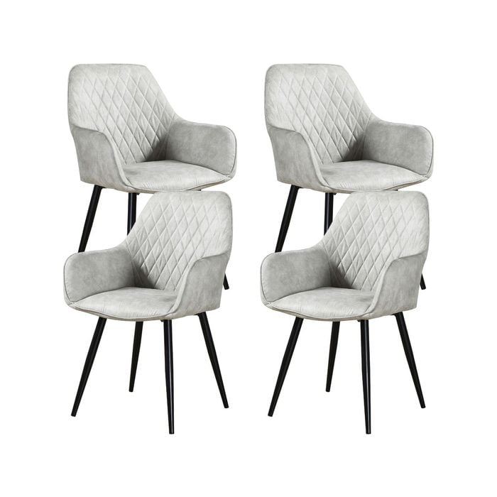 Rosy Set of 4 Dining Chair Fabric Upholstered Seat Metal Leg - Beige