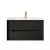 Attica Baia 900mm Black Oak Vanity With Ceramic Top