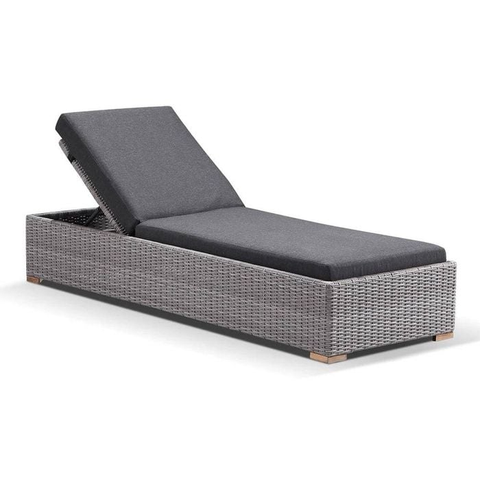 Outdoor Breeze Wicker Sun Lounge - Charcoal