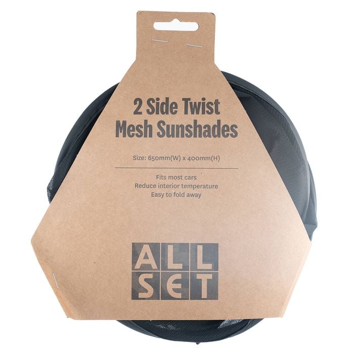 All Set 650 x 400mm Side Twist Mesh Sunshades - 2 Pack