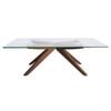 SK Designer Living | Amber Collection | Rectangular Glass Coffee Table - Walnut