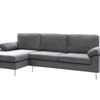 Kaveah Velvet Sofa With Left Chaise - Dark Grey