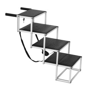 VEVOR Dog Stair Black Wide 4-step with Nonslip Surface Aluminum for Pet