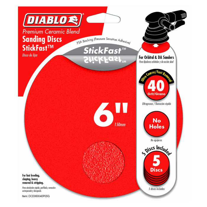 Diablo 150mm 40 Grit Abrasive Random Orbital Sheet - 5 Pack