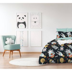 Jelly Bean Kids Glow Robo Single Bed Size Quilt Cover Set w/ Pillowcase Navy