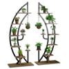 Costway 2pcs 6-tier Metal Display Shelf Bookshelf Storage Units - Natural