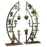 Costway 2PCS 6-Tier Metal Display Shelf Bookshelf Storage Units - Natural