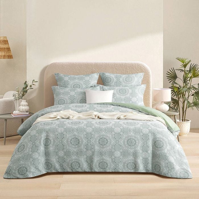 Renee Taylor Dakota Jacquard European Square Pillowcase 65x65cm Sage Green