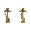 2PK LVD Candle Holder Giraffe Palm Decorative Home Decor Ornament Statue 13x25cm
