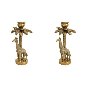 2PK LVD Candle Holder Giraffe Palm Decorative Home Decor Ornament Statue 13x25cm
