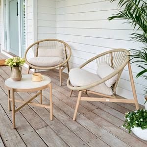 Ourdoor table setting on  decking.