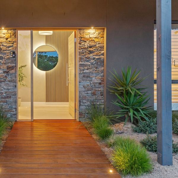 Image of front of house with door in focus