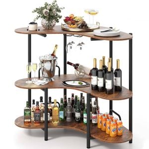 Costway 3-tier Bistro Bar Table Liquor Cocktail Table Glass Holder Pub Kitchen