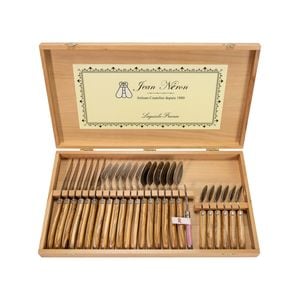 Laguiole Jean Neron 24pc. Cutlery Set In Gift Box - Olive Wood