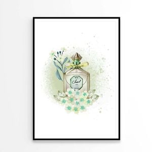 Green Colored Perfume with Flowers   Print 100% Australian Made 90 x 120cm   (Poster)