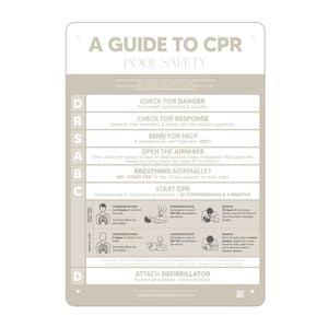 Designer Pool CPR Safety Sign  Beige