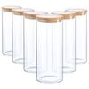 Argon Tableware Glass Storage Jar - Wood Lid - 1.5 Litre - 6x Modern Round Scandi Organisation Container Glass Jar