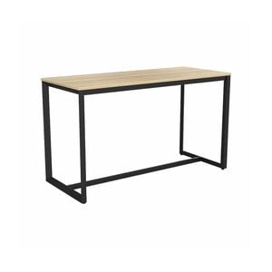 Olg Anvil Bar Leaner 4 Leg Black Frame New Oak Smooth Top L1800mm X W750mm