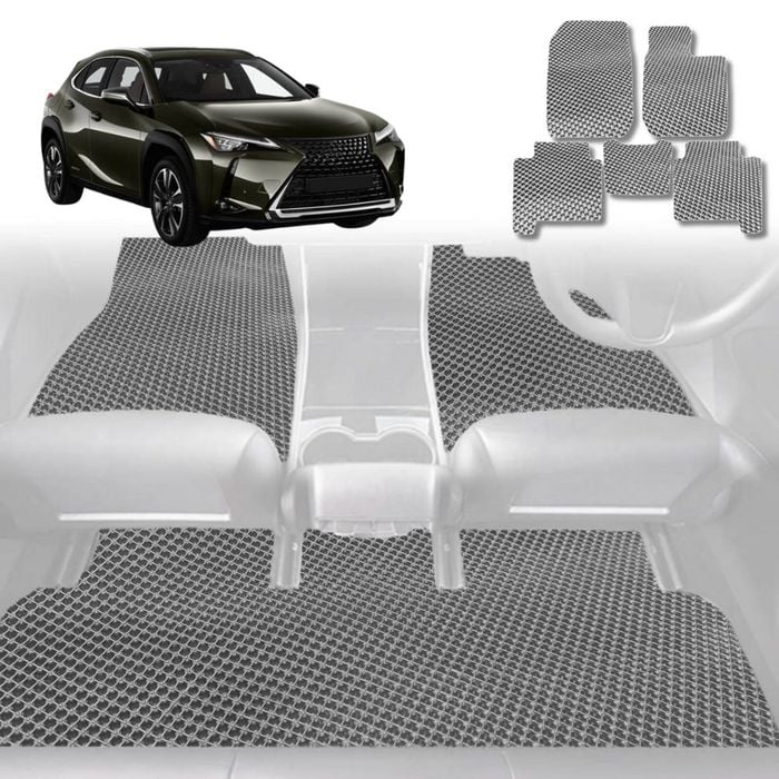 6D Diamond Car Floor Mats for Lexus UX 2021-Current-Full Set-Grey-Outback GT