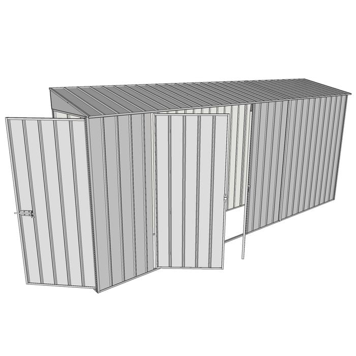 Build-a-Shed 0.8 x 4.5 x 2m Hinged Door Tunnel Shed With Double Hinged Doors - Zinc
