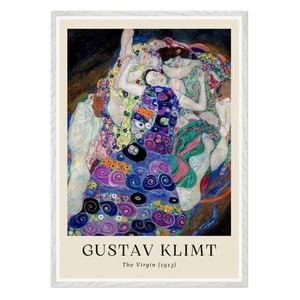 Galrie Gustav Klimt's The Virgin - Stunning Art Nouveau Print for Home Decor, White Frame, A4 21 x 30cm (8 x 12inch)