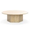 Hexica 100cm Round Cream Travertine Coffee Table