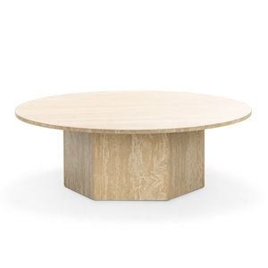 Hexica 100cm Round Cream Travertine Coffee Table