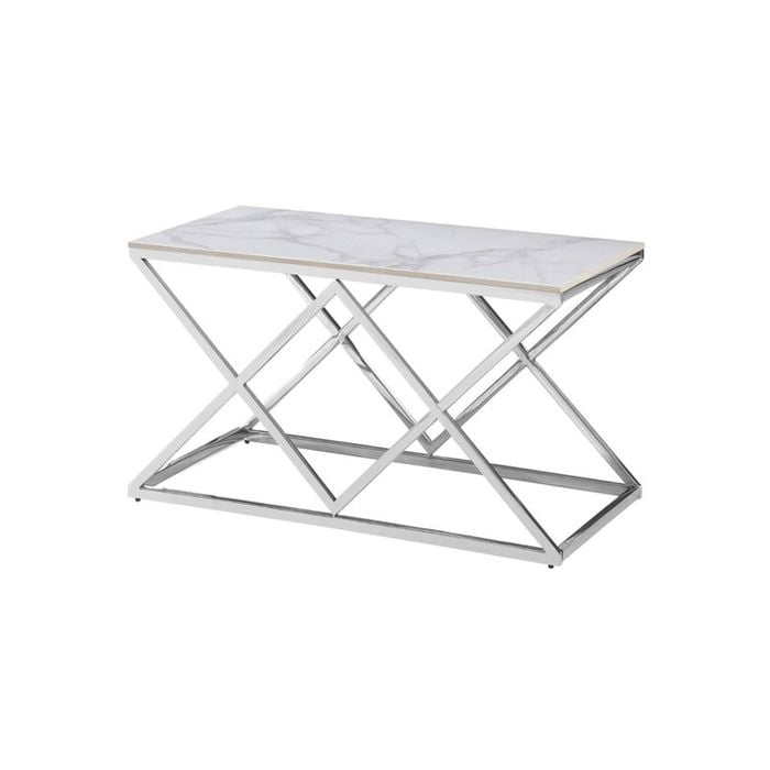 Elegant Collections Silver Marble Top Beverly Coffee Table