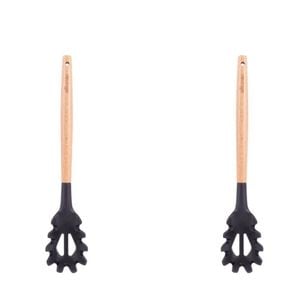 2pcs Beechwood & Silicone Pasta Server Charcoal