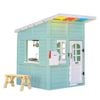 Teamson Kids Rainbow Shade Wooden Playhouse With Colorful Overhang, Flower Box And Bench, Mint
