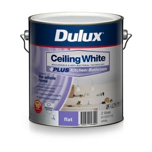 Dulux 2L Ceiling White +PLUS Kitchen and Bathroom Paint