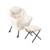 Costway Modern Lounge Sofa Chair Upholstered W/bag Beige