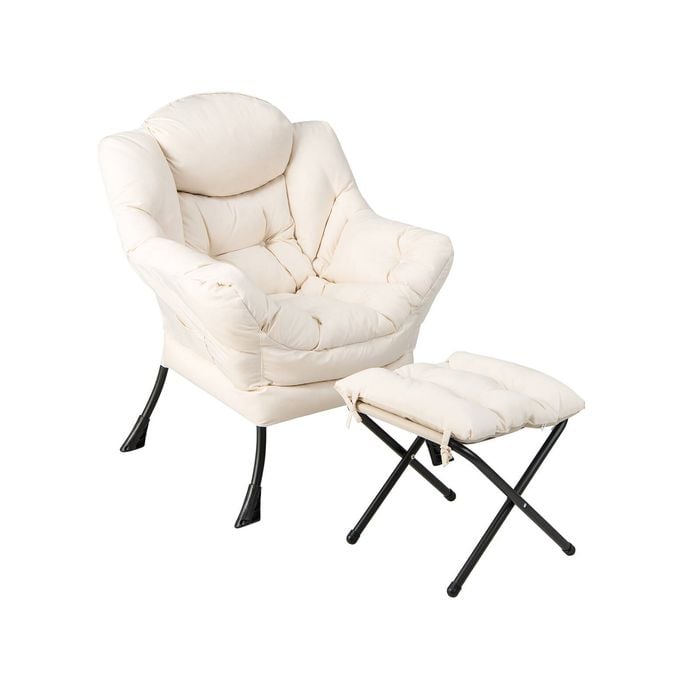 Costway Modern Lounge Sofa Chair Upholstered W/bag Beige