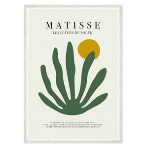 Galrie Matisse's Les Fleurs du Soleil Stunning - Elegant Botanical Art Print Home Decor, White Frame, 70 x 100cm (28 x 40inch)