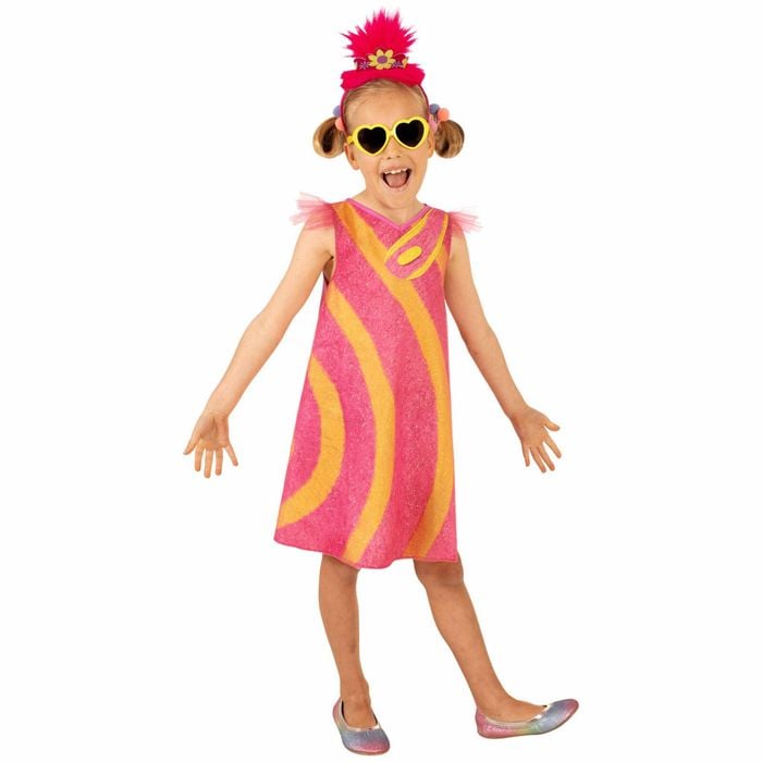 RUBIES Poppy Pop Deluxe Trolls World Tour Pink Kids Girls Costume Dress 4-6 Years