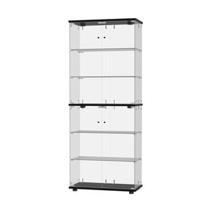 Oikiture Glass Display Cabinet 6-tier Led Light Bookcase With 2 Doors Black