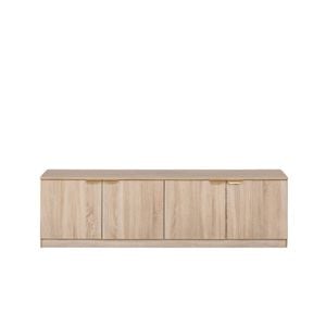 European Cabinetry Slim Pull Brass Bucharest TV Unit Natural Oak
