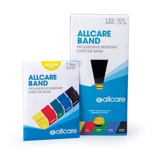 Resistance Band 1.5m Box - 66fit Allcare Exercise Bands - Dispenser Box 30 - Yellow -  Light