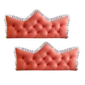 SOGA 2x90cm Crown Pillows Tufted Pink Headboard Cushion Set