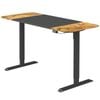 Advwin Electric Standing Desk Adjustable Height Ergonomic 140cm Black+Walnut Splice Board Tabletop+Black Frame
