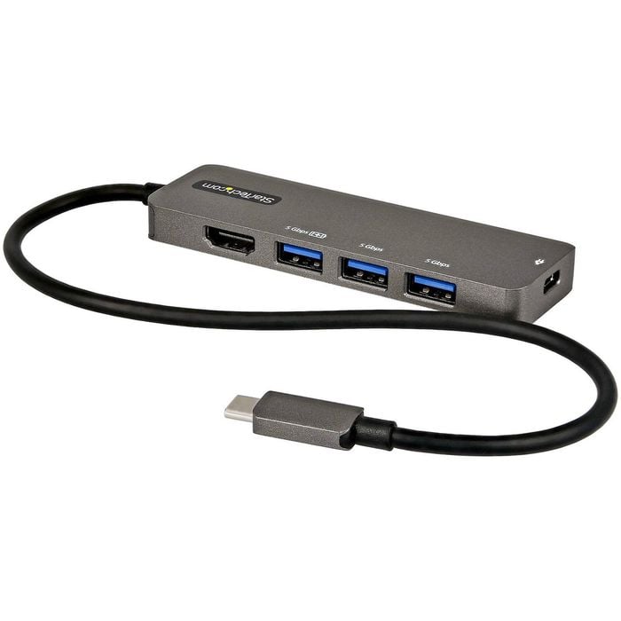 StarTech.com USB C Multiport Adapter, USB-C to HDMI 4K 60Hz (HDR10), 100W PD Pass-Through, 4xUSB 3.0