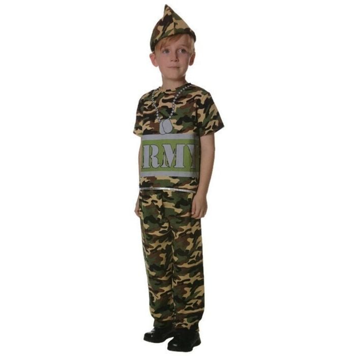 Boys ARMY Costume Kids Military Soldier Camouflage Book Week Fancy Dress 6-9 Years Old